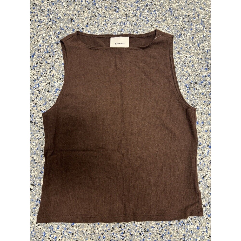 Reformation Pears Knit Tank Rich Brown Size XS